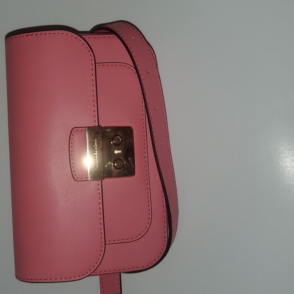 Michael Kors Flap Belt Bag Leather, Color: Tea Rose (Pink) Adjustable 24in-43in